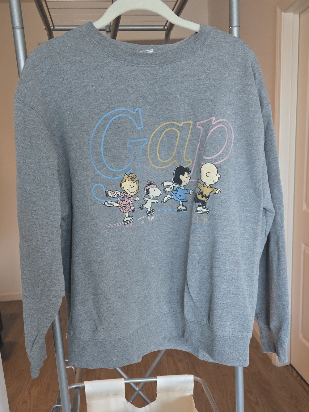 GAP Grey Sweatshirt with Peanuts Ice Skating Graphic